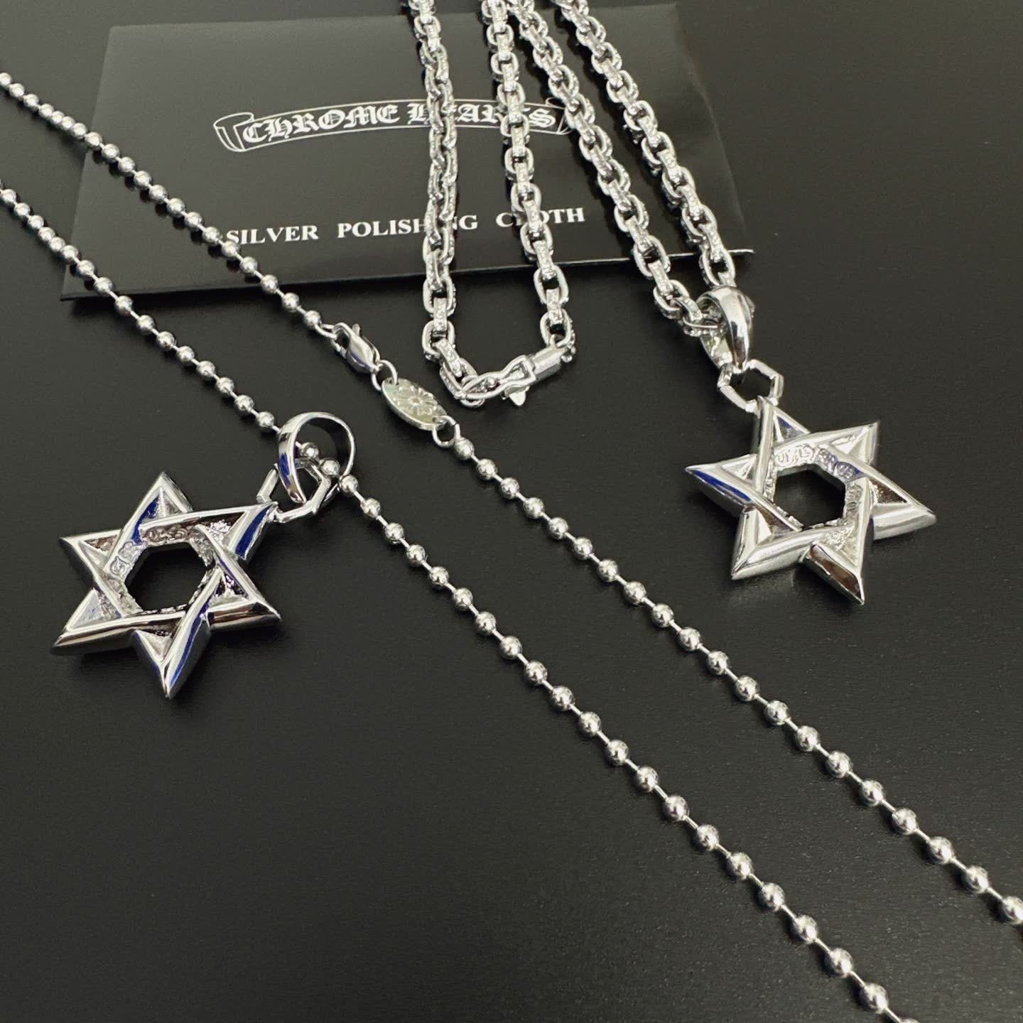 Chrome Hearts Silver Star of David Pendant Necklace
